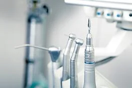 Modern metallic dentist tools and burnishers in Dentist Clinic.