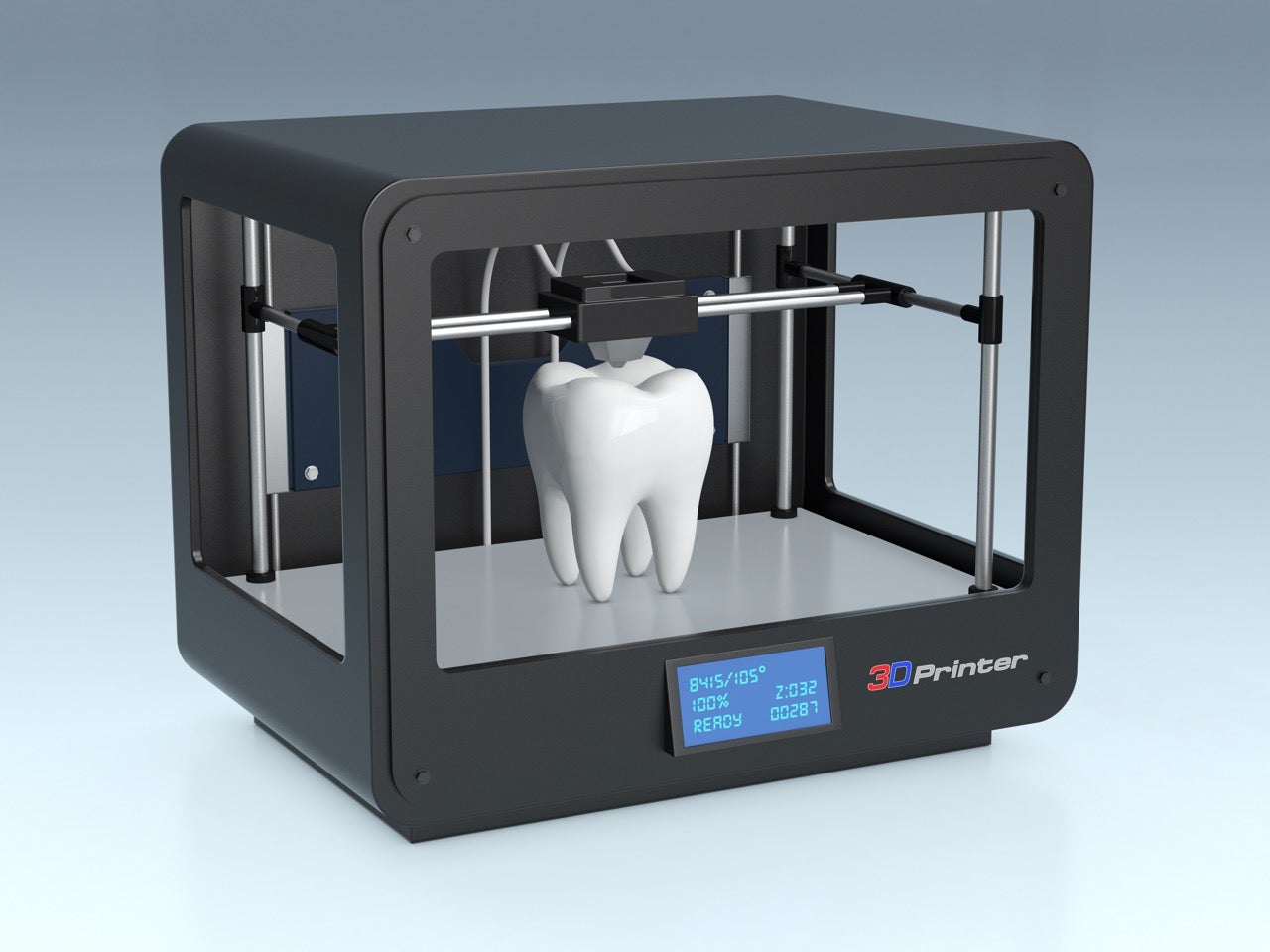 A 3D printer building a tooth. 